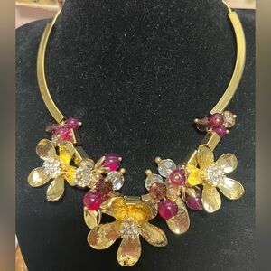 Vera Bradley Petals Gold and Pink statement Necklace NWT